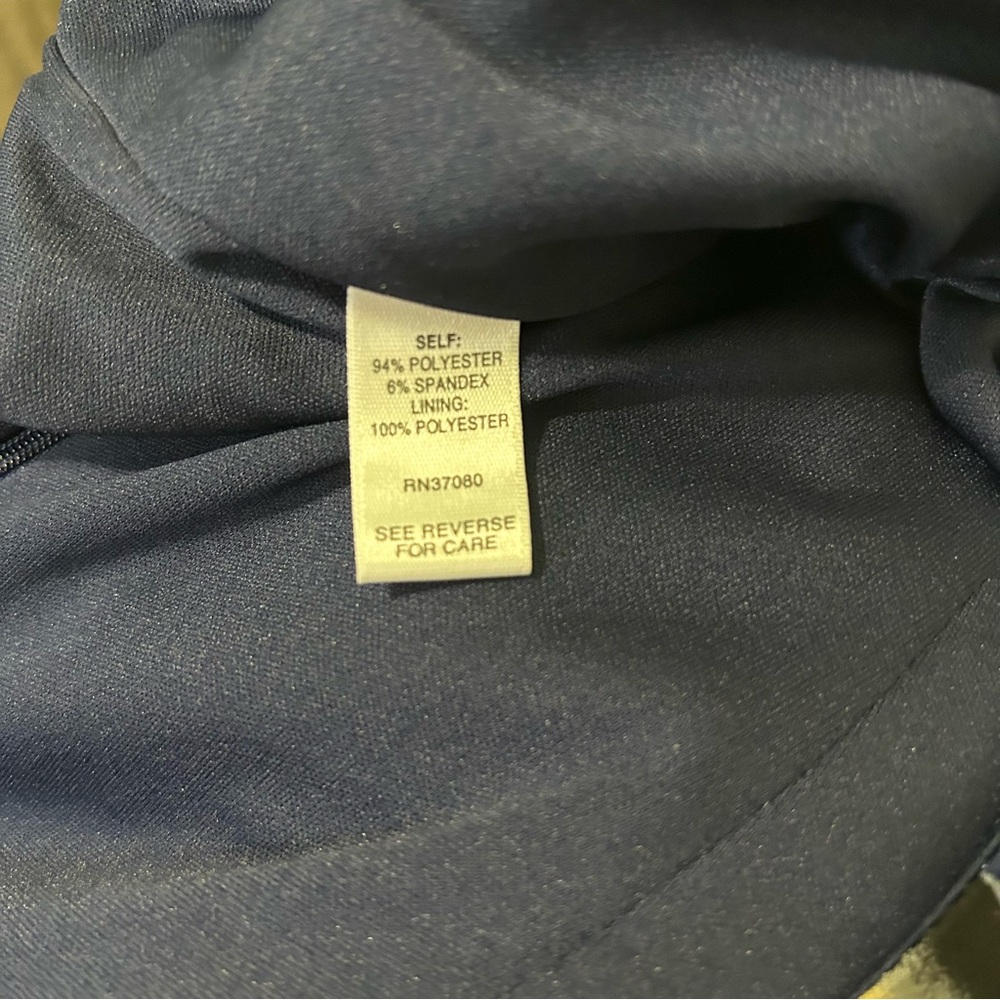 NWT Cato Striped Navy Blue Jersey Faux Wrap Dress Medium - Picture 2 of 5